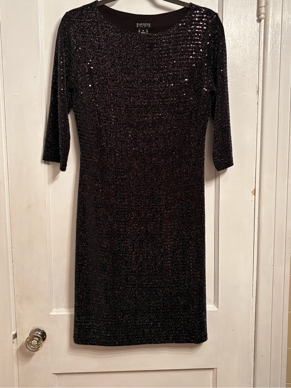 Enfocus Studio Black Sparkle Midi Sheath Dress